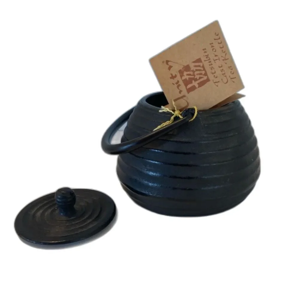 VTG Japan Iron Unity Tetsubin Cast Iron Tea Kettle Signed w/ Tags Handle